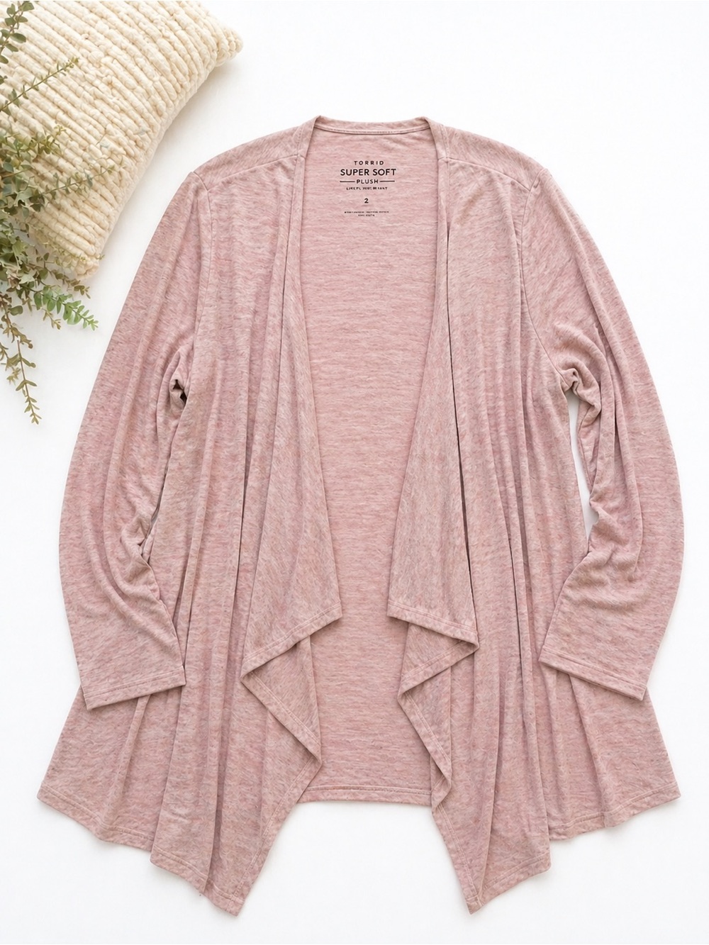 Torrid Super Soft Plush Drape Cardigan Mauve Pink Size 2-2X